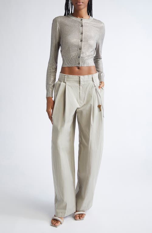 Alexander Wang Crystal Hotfix Crop Cardigan In Gold
