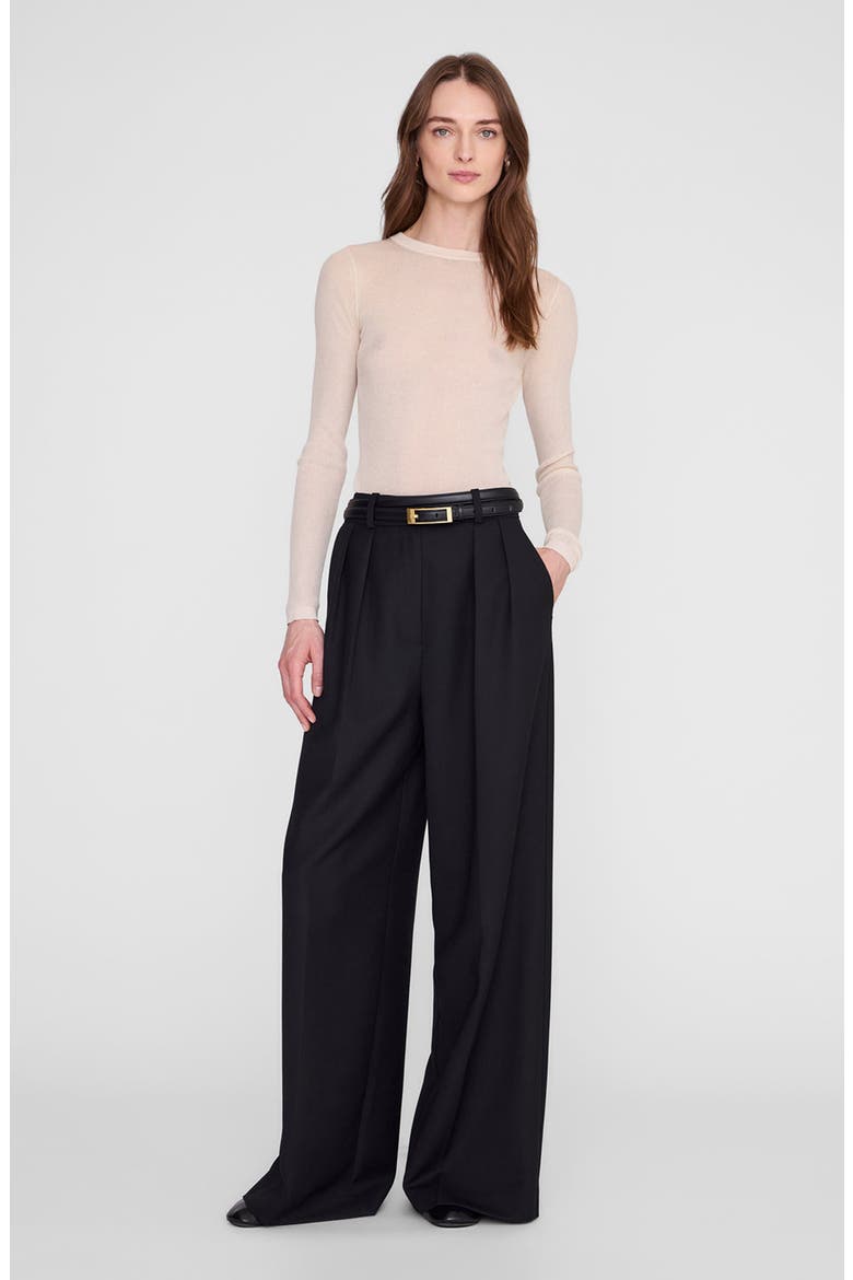Double Elly Belt Smooth Leather, Alternate, color, Black