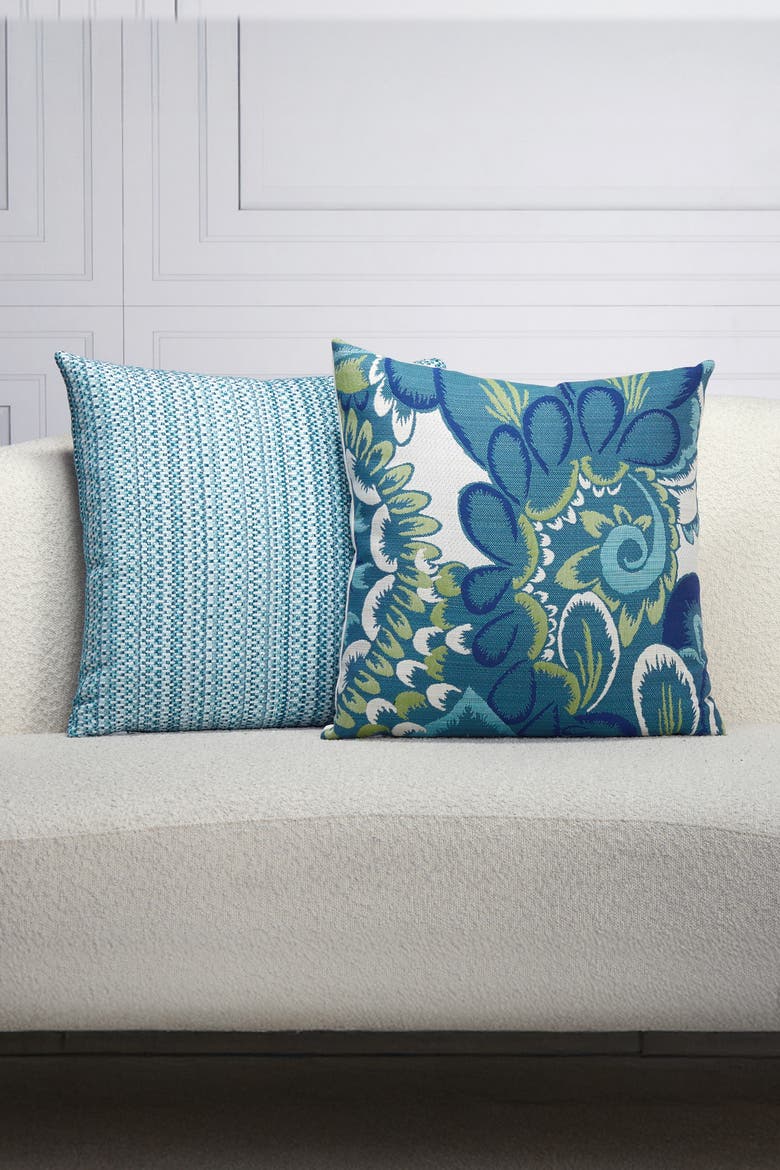 Floral Wave Jacquard Indoor & Outdoor Woven Accent Pillow, Alternate, color, Multi