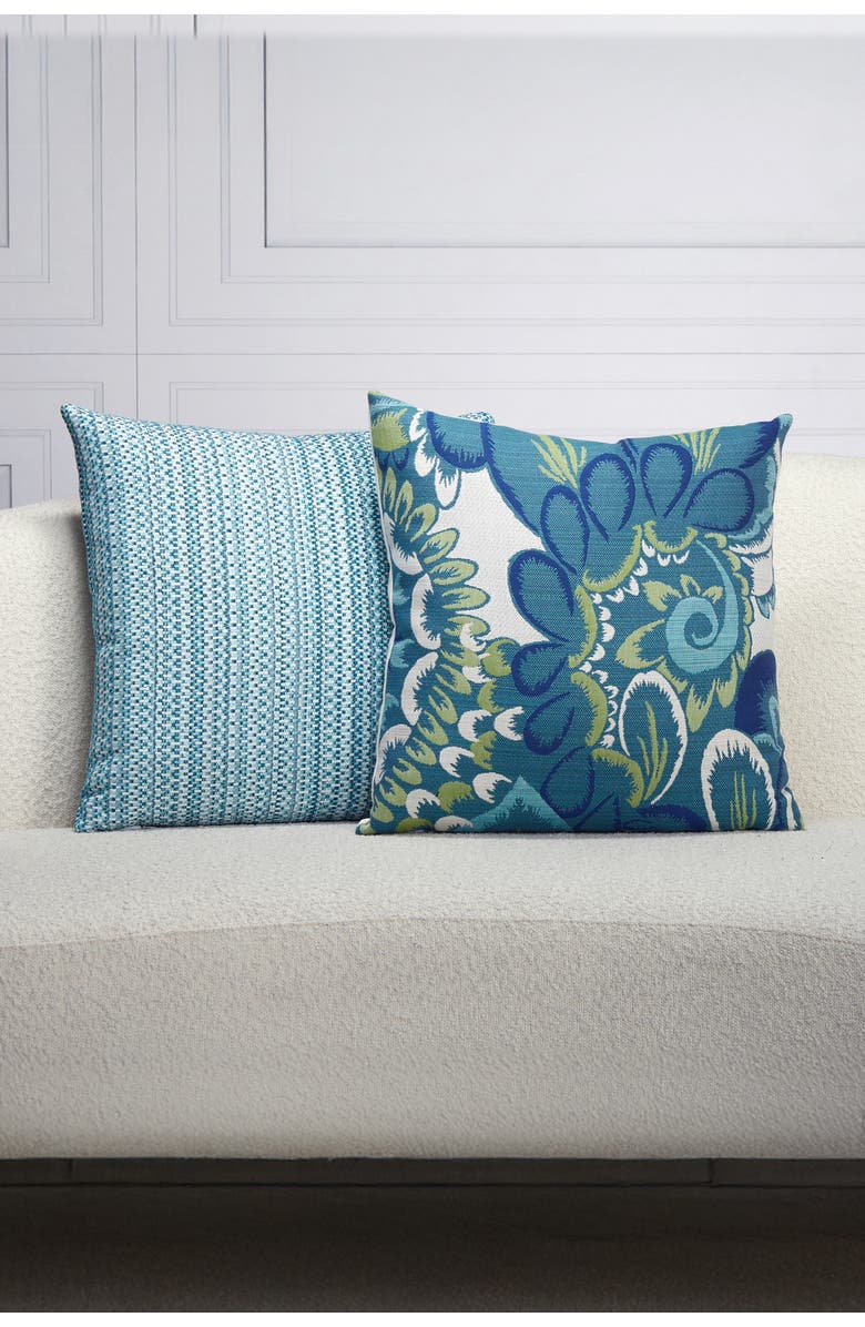 Elaine Smith Floral Wave Jacquard Indoor & Outdoor Woven Accent Pillow, Alternate, color, Multi