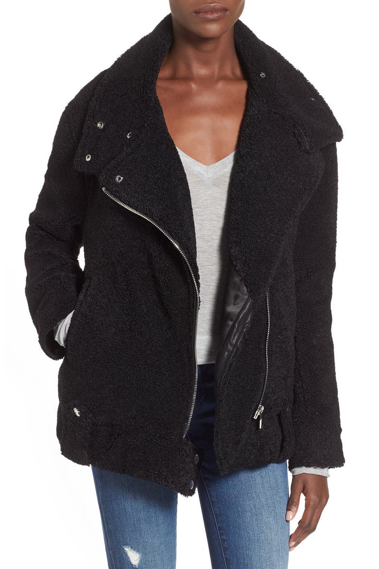 'Teddy' Moto Jacket, Main, color, BLACK