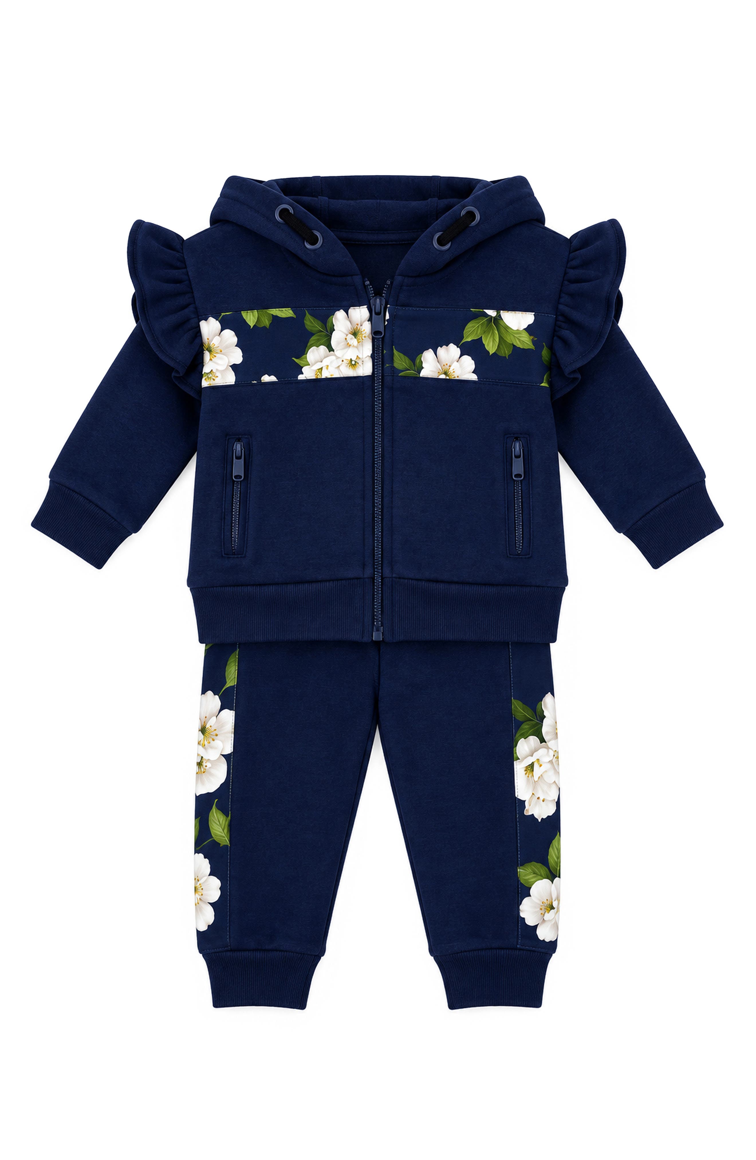 Kids' Ruffle Floral Fleece Jacket & Pants Set