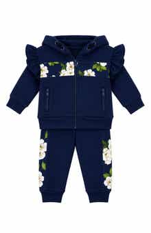 Kids' Ruffle Floral Fleece Jacket & Pants Set
