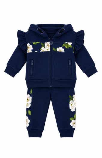 Kids' Ruffle Floral Fleece Jacket & Pants Set
