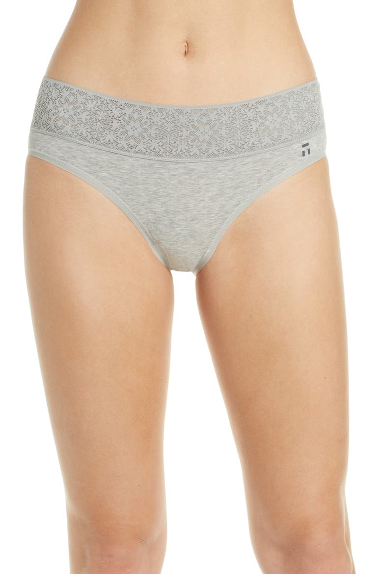 Cool Cotton Lace Cheeky Briefs, Main, color, HEATHER GREY