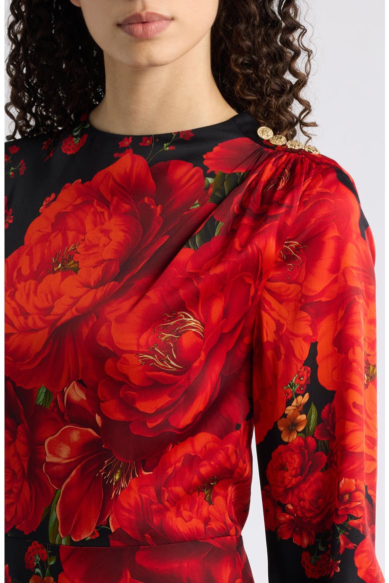 The Valerie Print Long Sleeve Silk Blend Maxi Dress, Alternate, color, BLEEDING LOVE