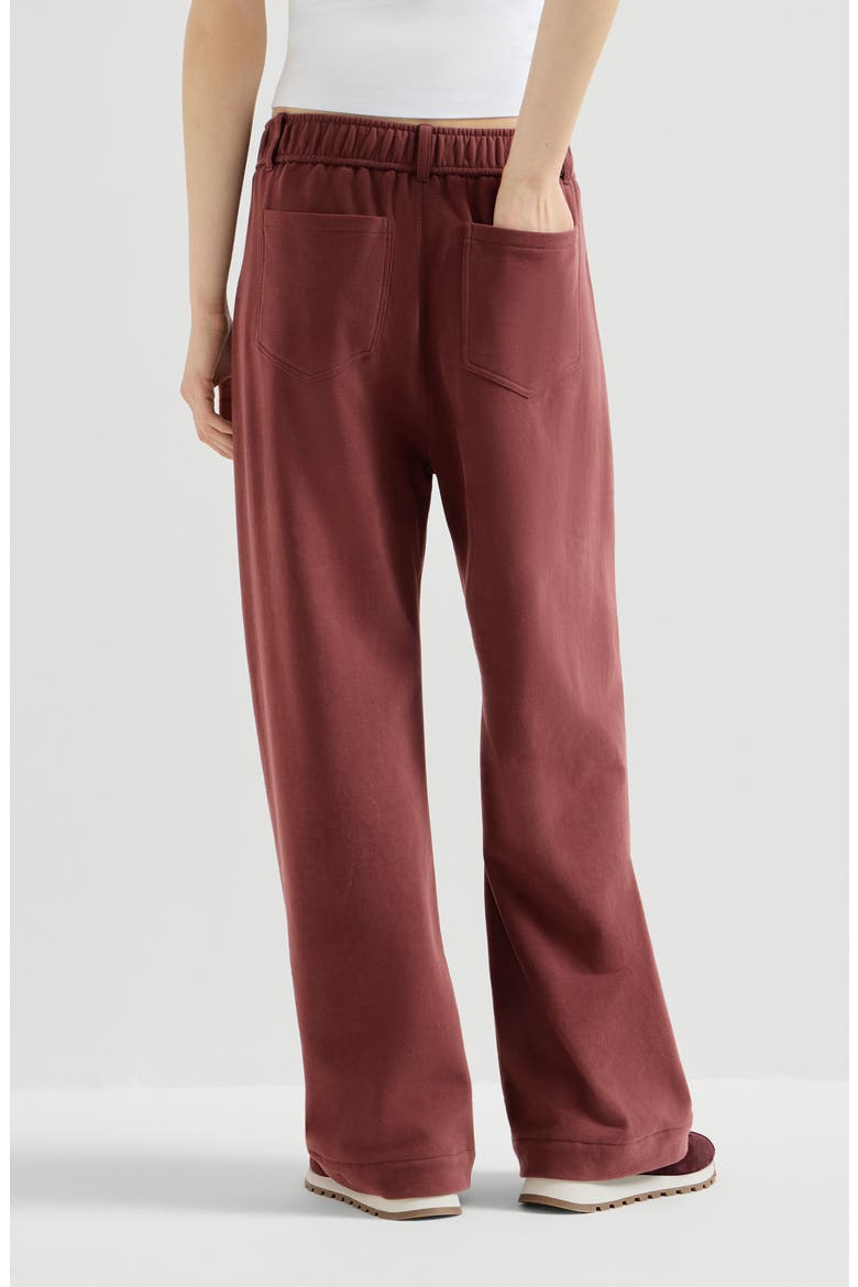 Cotton smooth French terry trousers, Alternate, color, Wine
