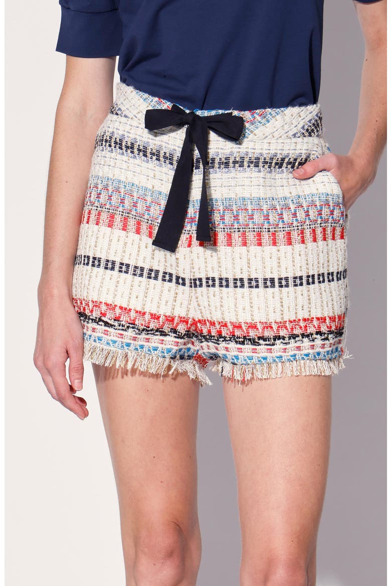 Jackie Raw Hem Tweed Shorts, Alternate, color, SAILING TWEED