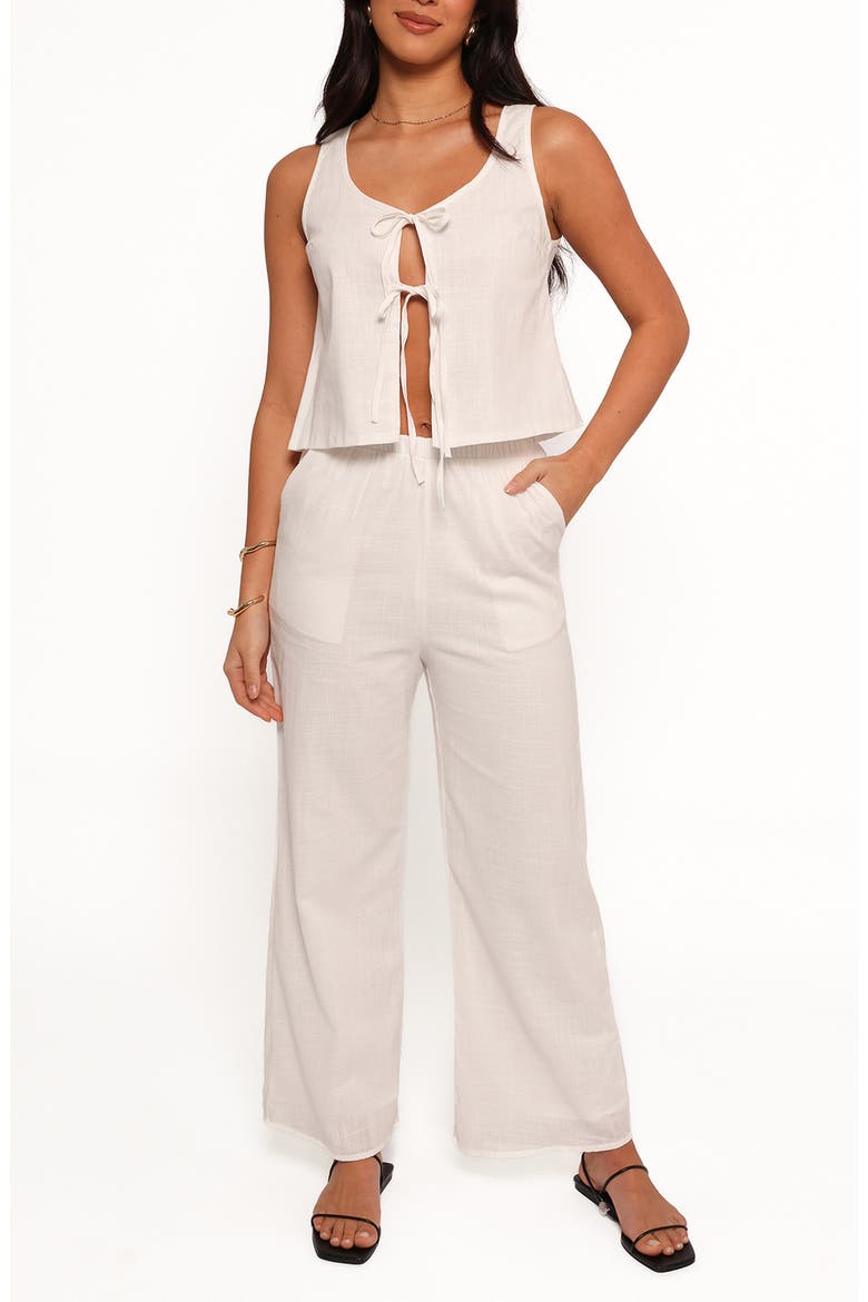 Rhaena Cotton Sleeveless Top & Wide Leg Pants Set, Main, color, WHITE