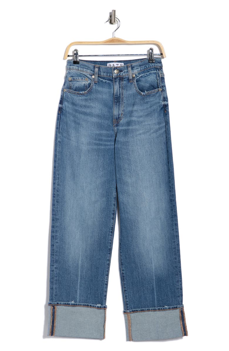 DAZE Eastside High Waist Cuffed Wide Leg Jeans, Alternate, color, Rush Hour