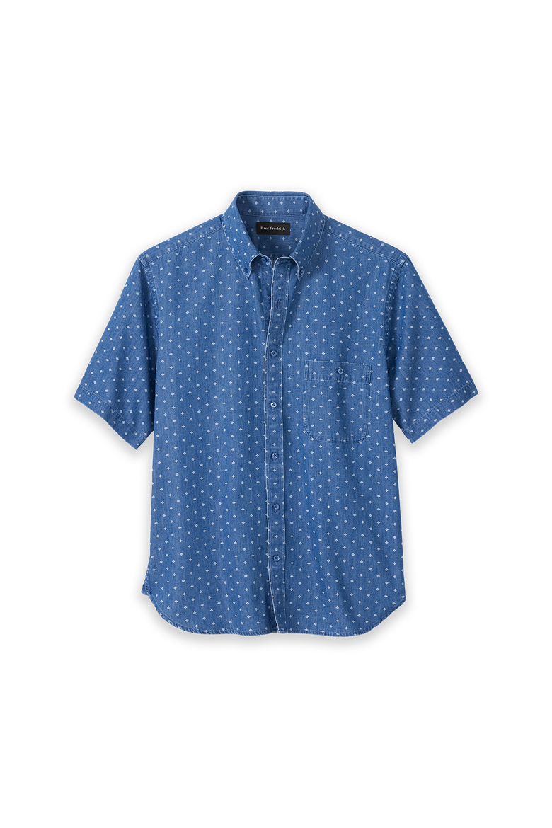 Slim Fit Cotton Denim Casual Shirt, Main, color, Navy