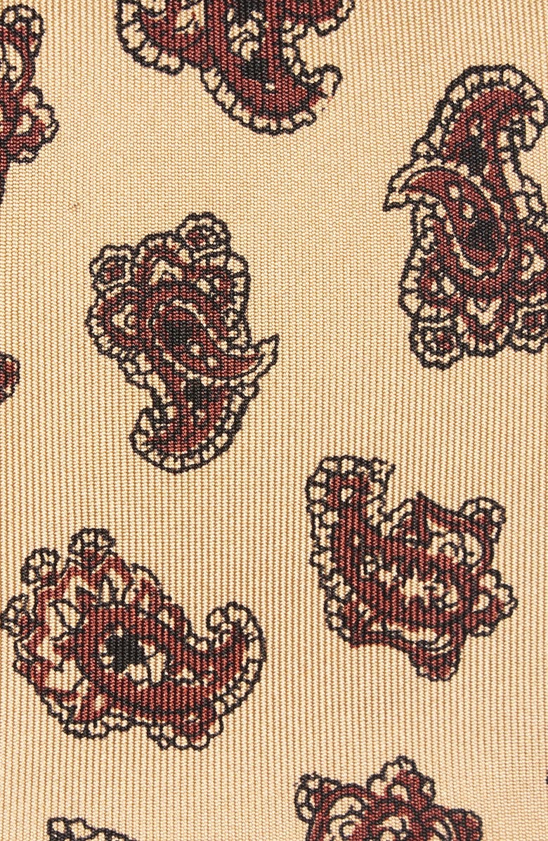 Drake's Paisley Motif Silk Tie, Alternate, color, Latte Red