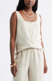 Caslon® Linen Button-Up Tank