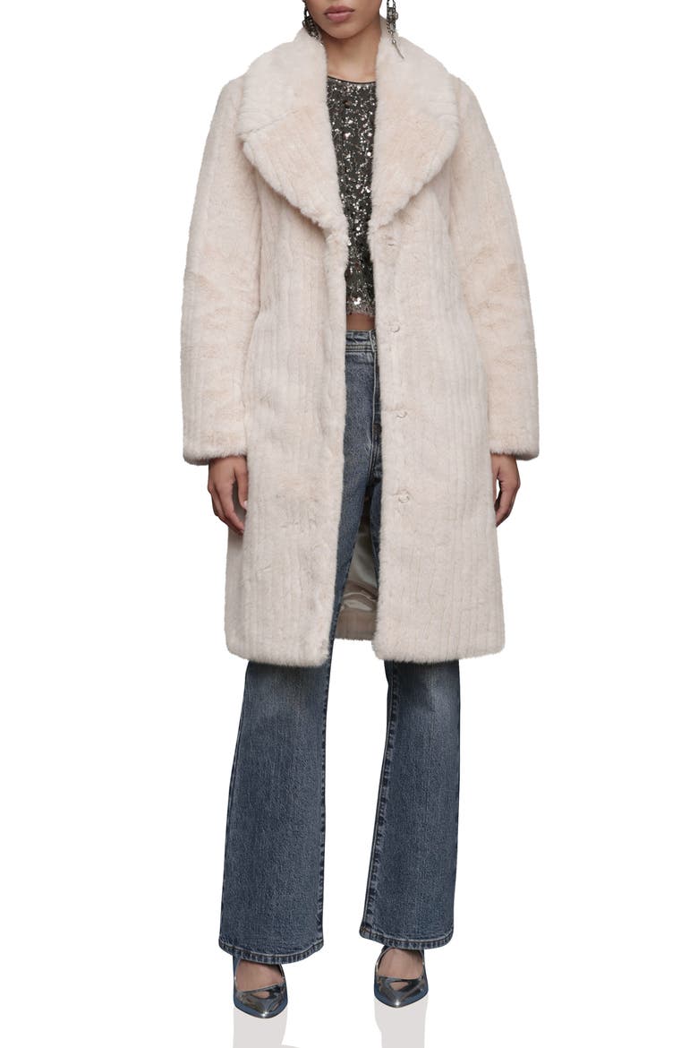 Faux Fur Belted Coat, Main, color, IVORY