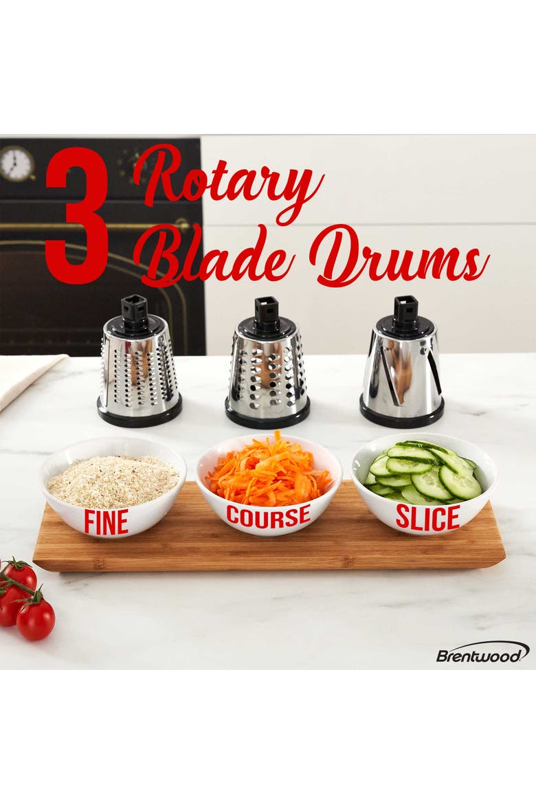 Rotary Cheese Grater Slicer in Black with 3 Drum Blades, Alternate, color, Black