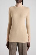 Valentino Lace Detail Cashmere Mock Neck Sweater