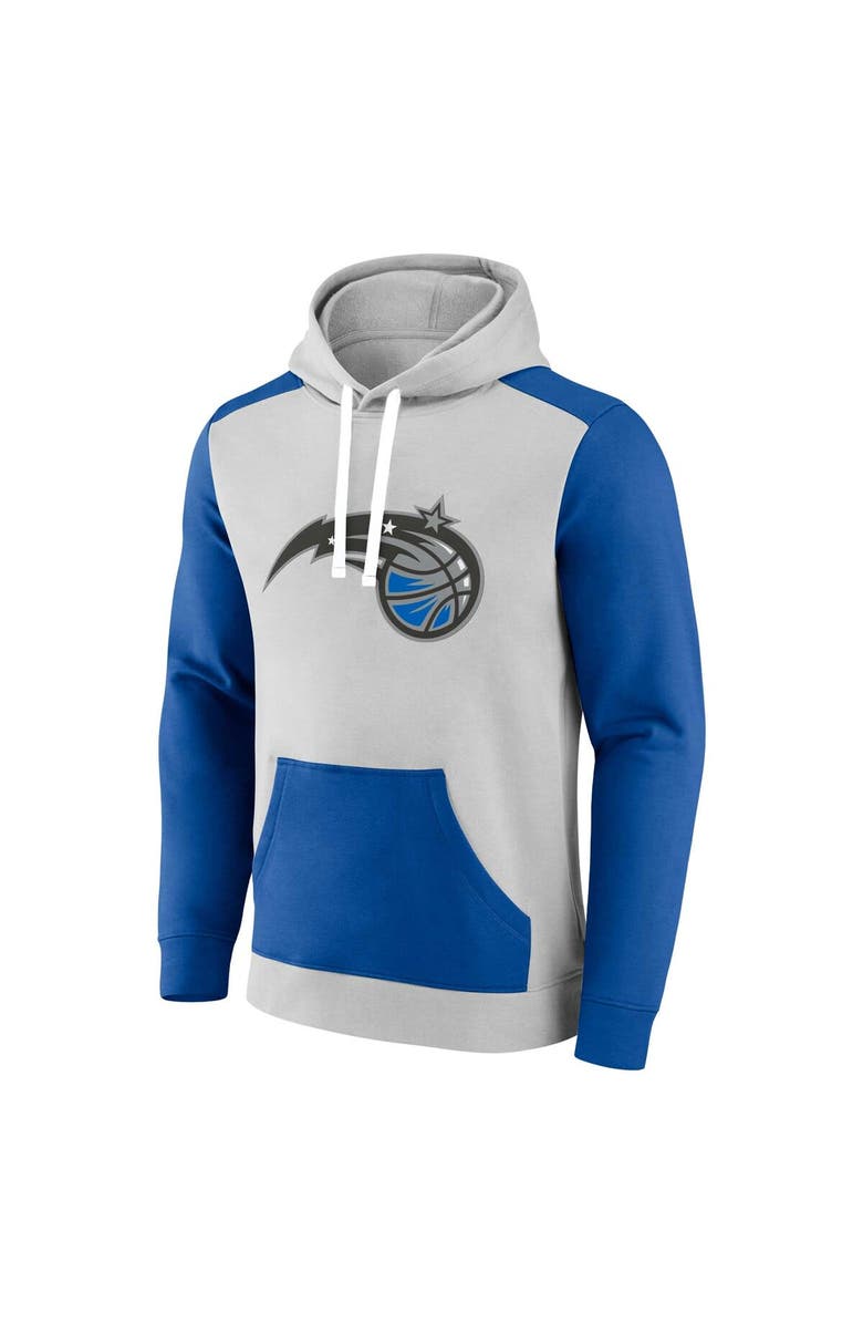 FANATICS Men's Fanatics Branded Gray/Blue Orlando Magic Arctic Colorblock Pullover Hoodie, Alternate, color, 