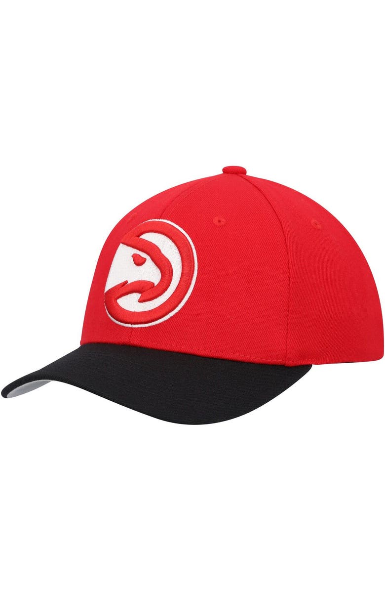 Mitchell & Ness Men's Mitchell & Ness Red/Black Atlanta Hawks MVP Team Two-Tone 2.0 Stretch-Snapback Hat, Main, color, 