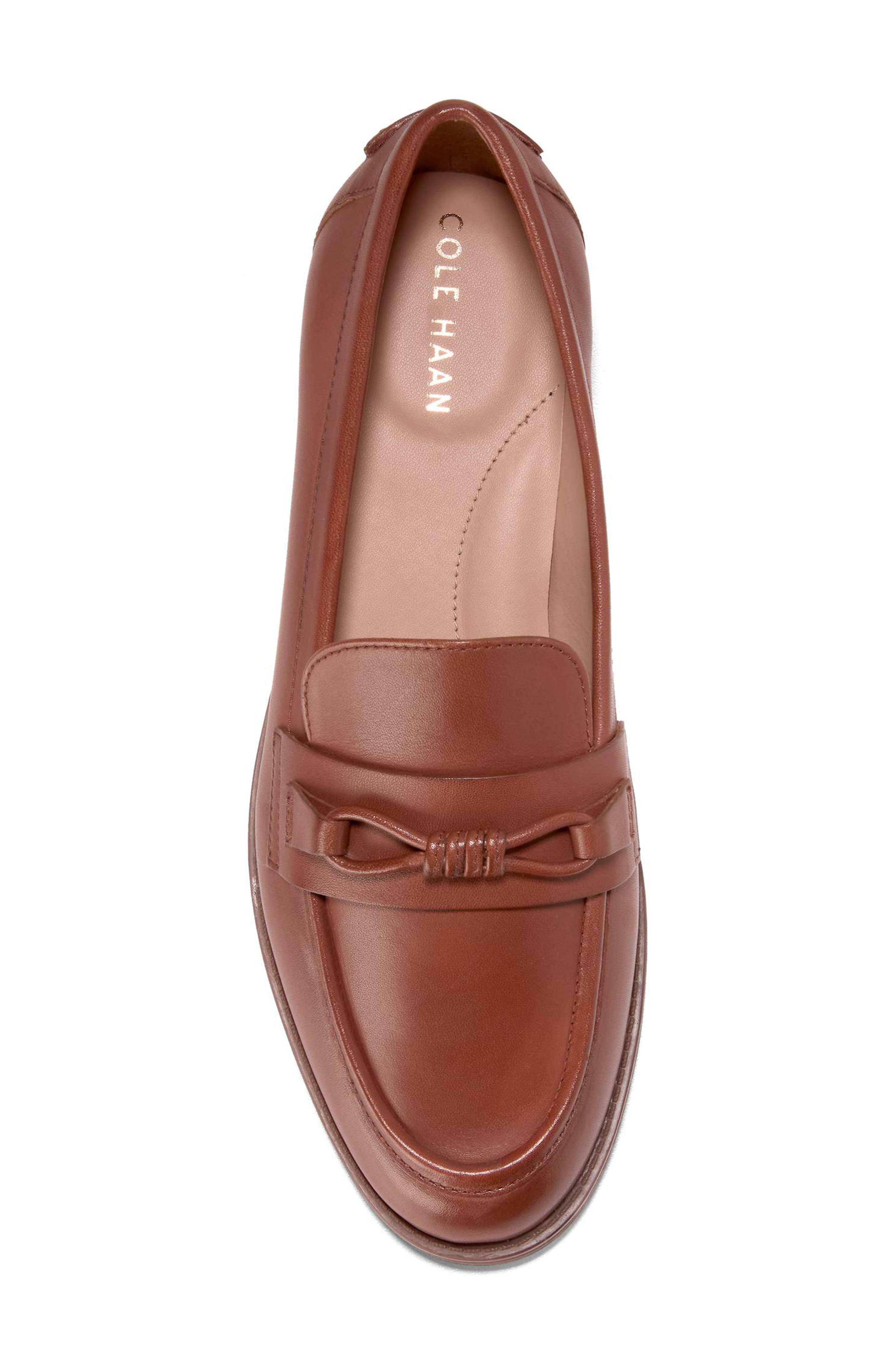 Cole Haan Stassi Bow Loafer, Alternate, color, Dark Cuoio Leather
