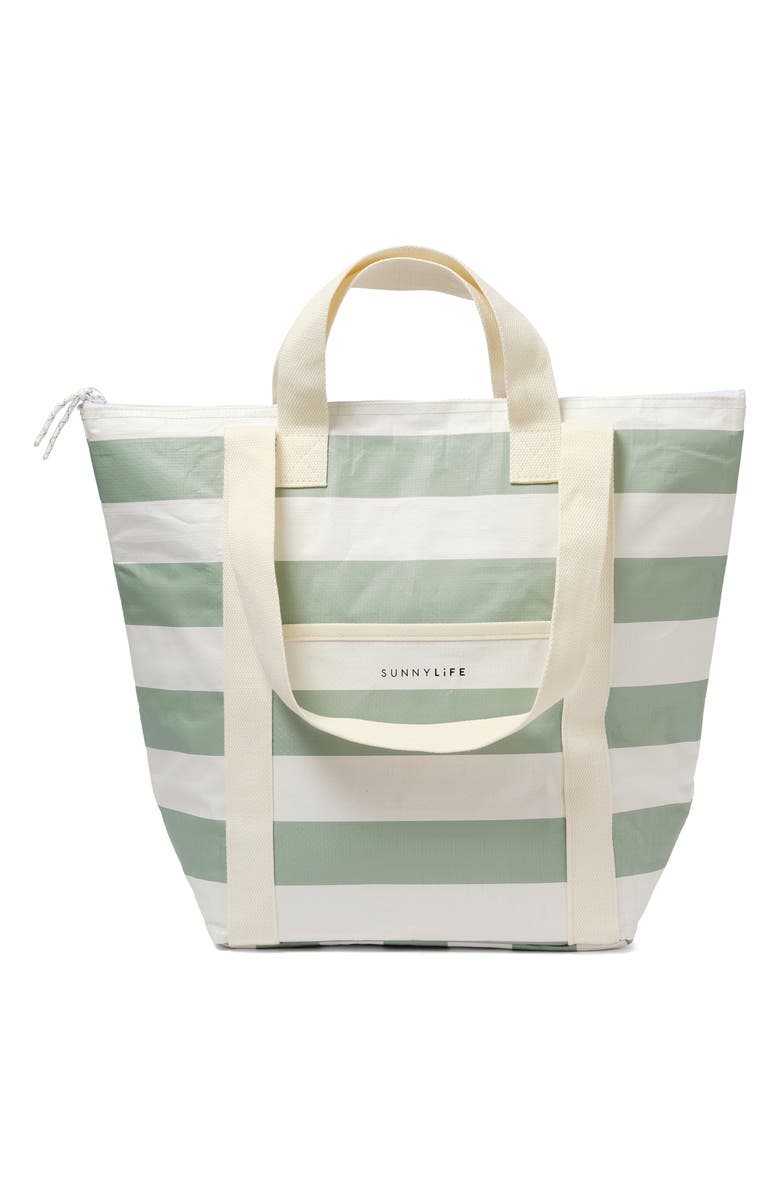Sunnylife Light Insulated Cooler Tote, Main, color, La Palma Sage Stripe
