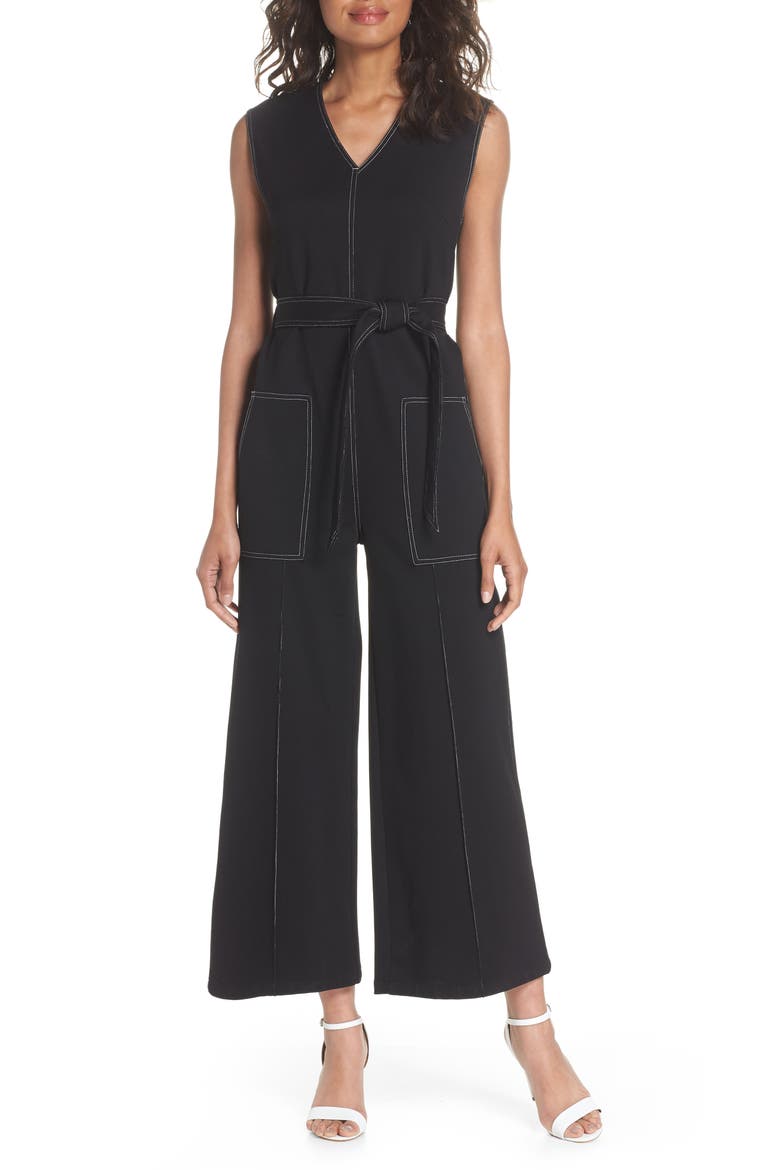 Playdate Stretch Knit Jumpsuit, Main, color, BLACK