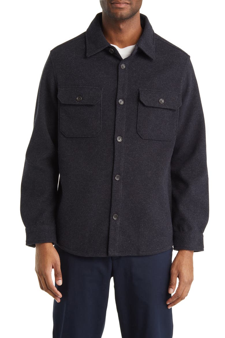 Generation Brushed Flannel Button-Up Shirt Jacket, Alternate, color, NAVY