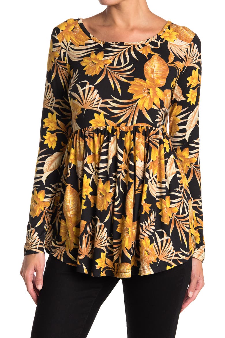 Long Sleeve Floral Printed Blouse, Main, color, MYRTLE