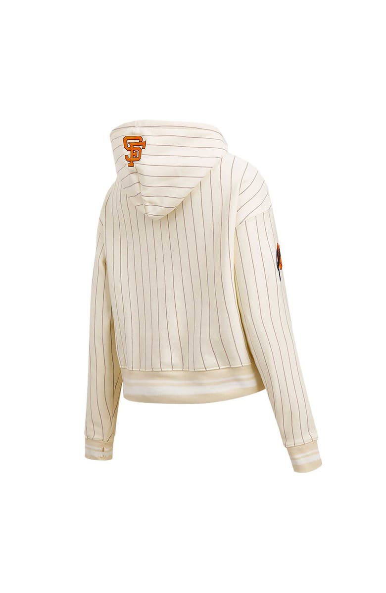 PRO STANDARD Women's Pro Standard Cream San Francisco Giants Pinstripe Retro Classic Cropped Pullover Hoodie, Alternate, color, 