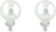 EFFY 14K White Gold Diamond & Freshwater Pearl Stud Earrings