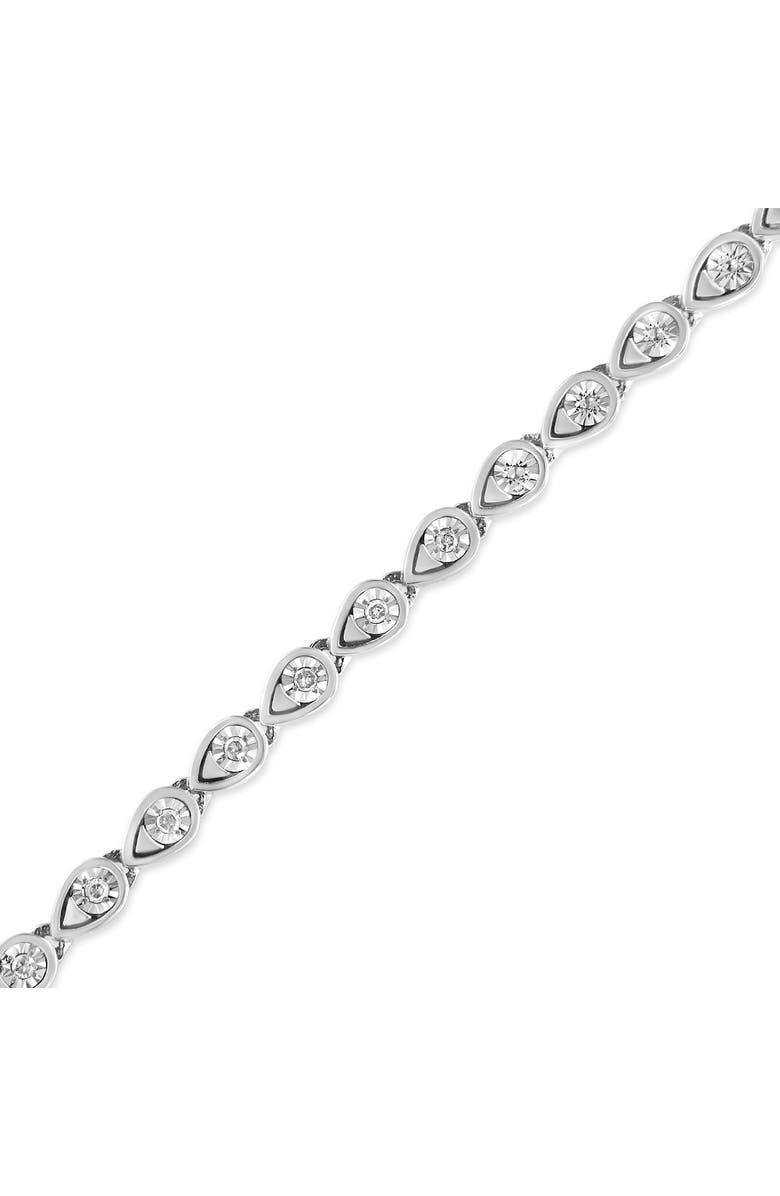 Haus of Brilliance Silver 1/10 Cttw Round-Cut Diamond Pear Link 7.25" Bracelet, Alternate, color, White