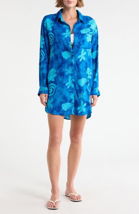 Long Sleeve Cover-Up Button-Up Shirt