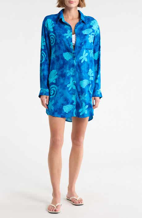 BOHO ME Long Sleeve Cover-Up Button-Up Shirt