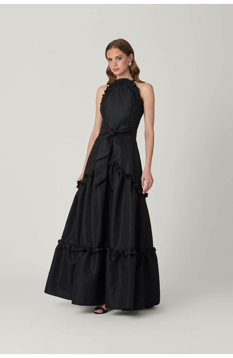 Shoshanna Midnight Lucille Moire Taffeta Dress, Main, color, Jet