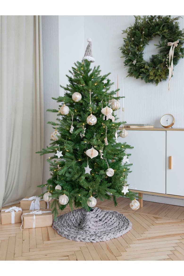Chunky-Knitted Christmas Tree Skirt, Alternate, color, Pale Mauve - 48"