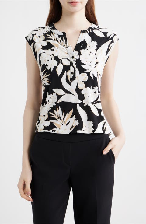 Tropical Floral Print Dolman Sleeve Top (Regular & Petite)