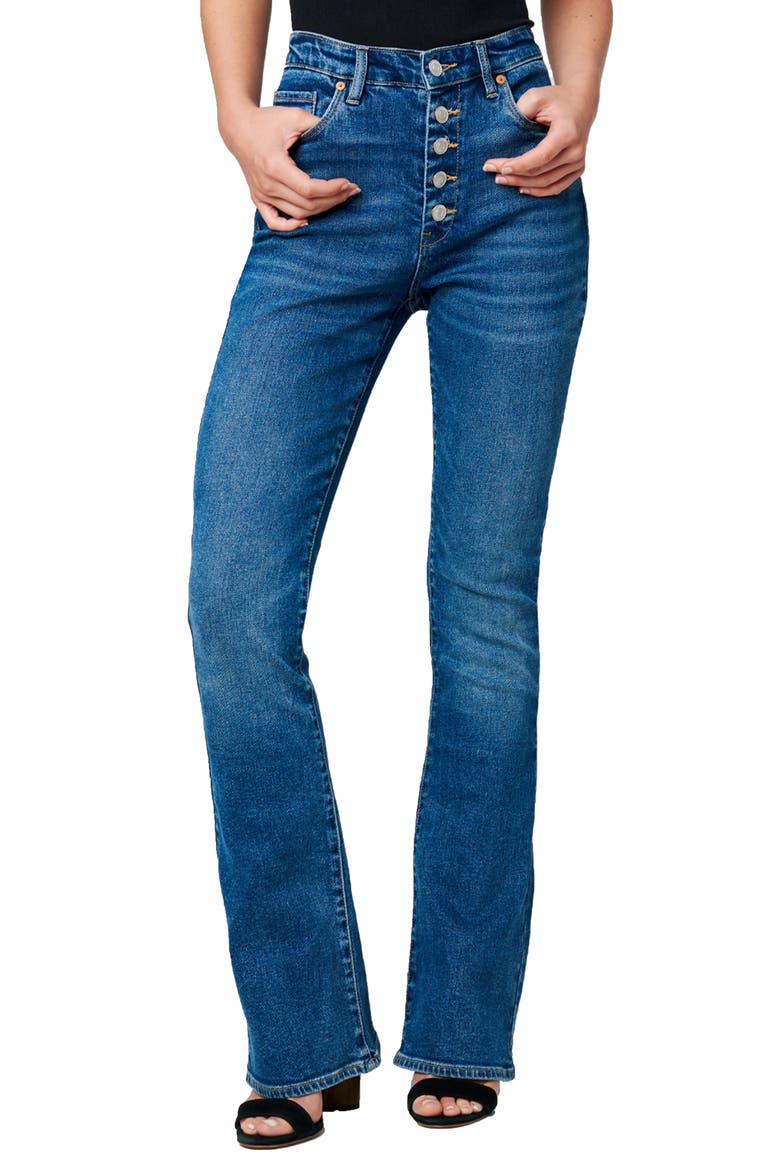 Hoyt Exposed Button Slim Bootcut Organic Cotton Jeans, Main, color, MAKING HISTORY