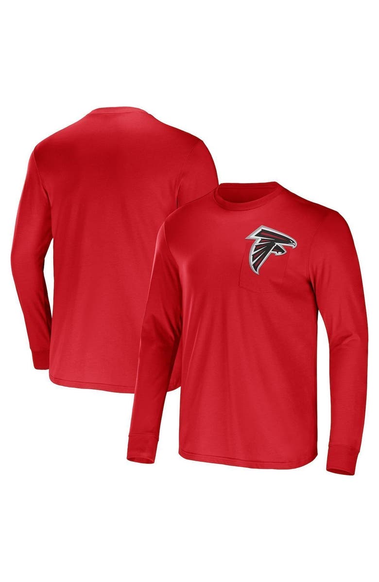NFL X DARIUS RUCKER Men's NFL x Darius Rucker Collection by Fanatics Red Atlanta Falcons Team Long Sleeve Pocket T-Shirt, Alternate, color, Red