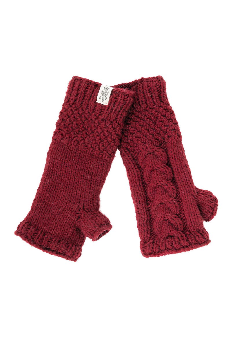 Cable Handwarmers, Main, color, Burgundy