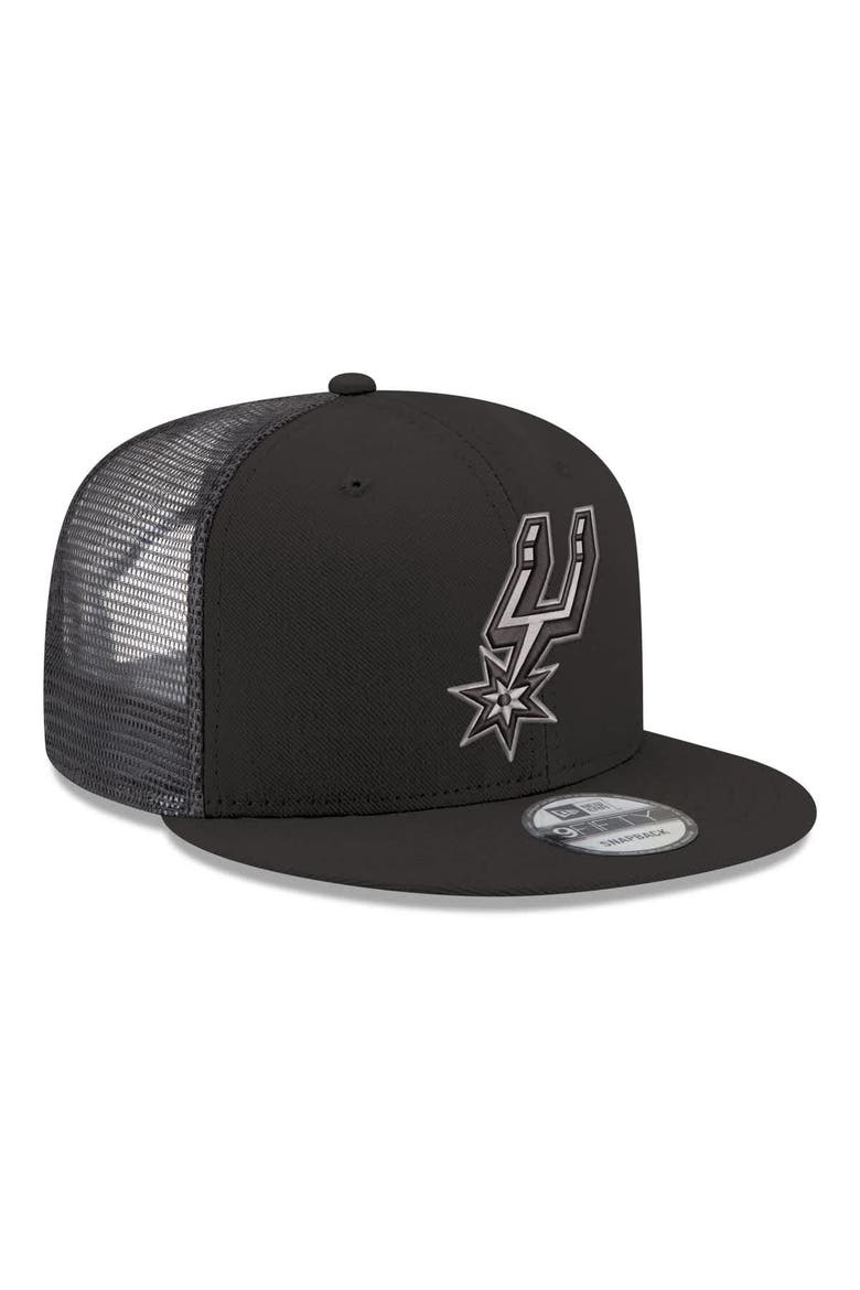 Men's New Era Black San Antonio Spurs Core Logo Meshback 9FIFTY Snapback Hat, Alternate, color, Black