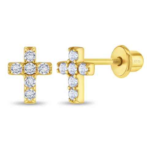 Cubic Zirconia Cross Earrings