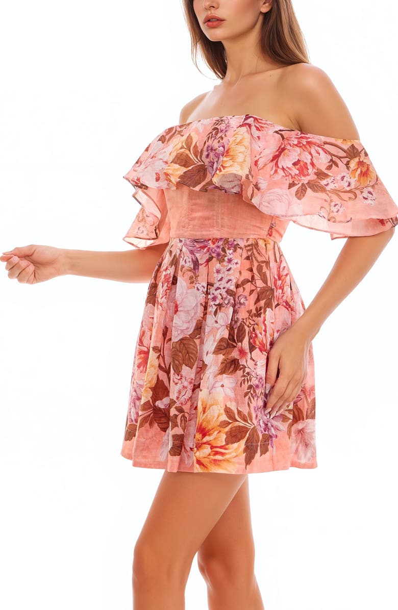 Socialite Ruffle Party Minidress, Alternate, color, Peach/ Yellow