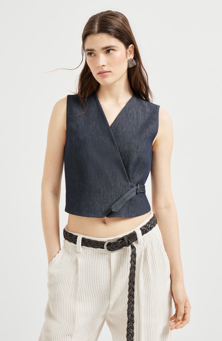 Brunello Cucinelli Vest with monili, Alternate, color, Dark Denim