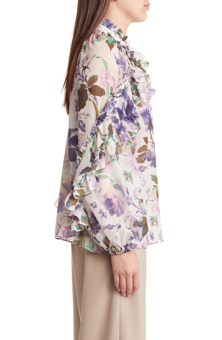 KOBI HALPERIN Phoenix Floral Print Ruffle Blouse, Alternate, color,