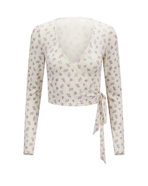 Adore Me Pointelle Ballet Wrap Top In Neutral