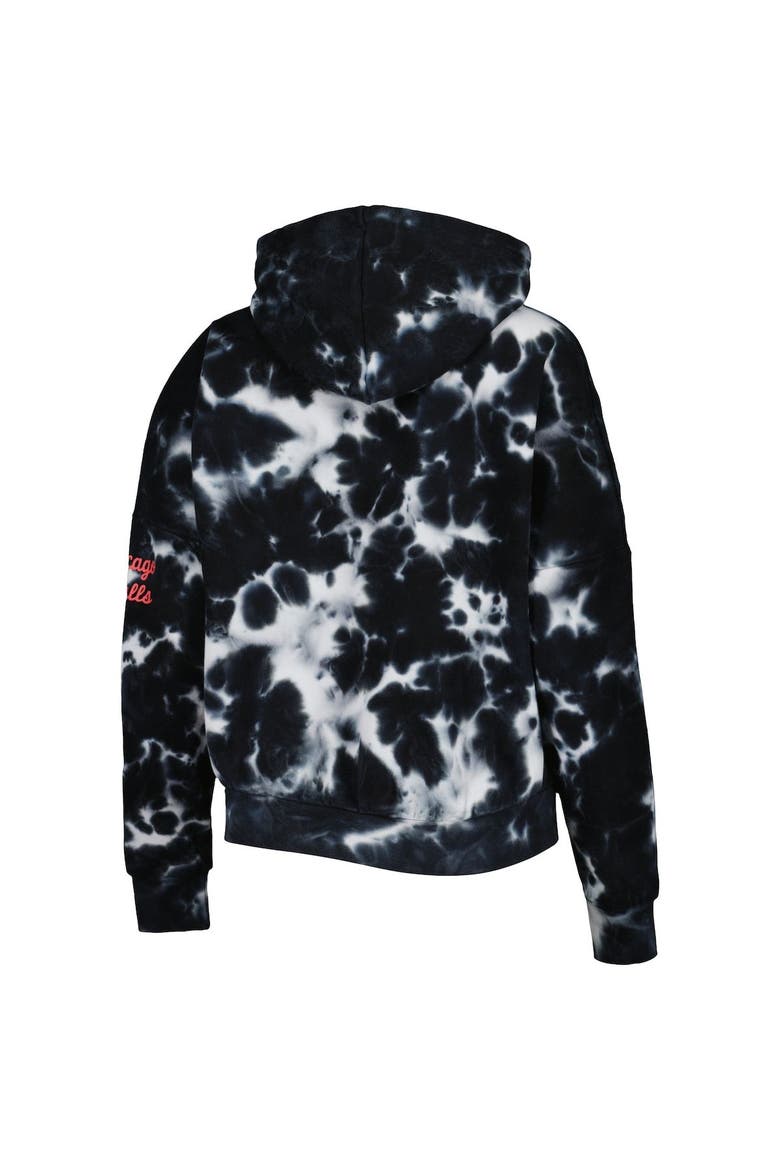 Women's New Era Black Chicago Bulls Brushed Cotton Tie-Dye Pullover Hoodie, Alternate, color, Black