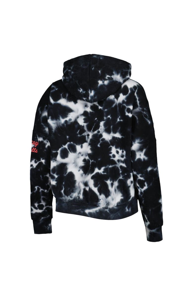 New Era Women's New Era Black Chicago Bulls Brushed Cotton Tie-Dye Pullover Hoodie, Alternate, color, Black