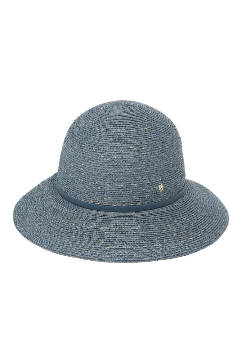 Packable Raffia Cloche Hat, Main, color, MISTY LAKE