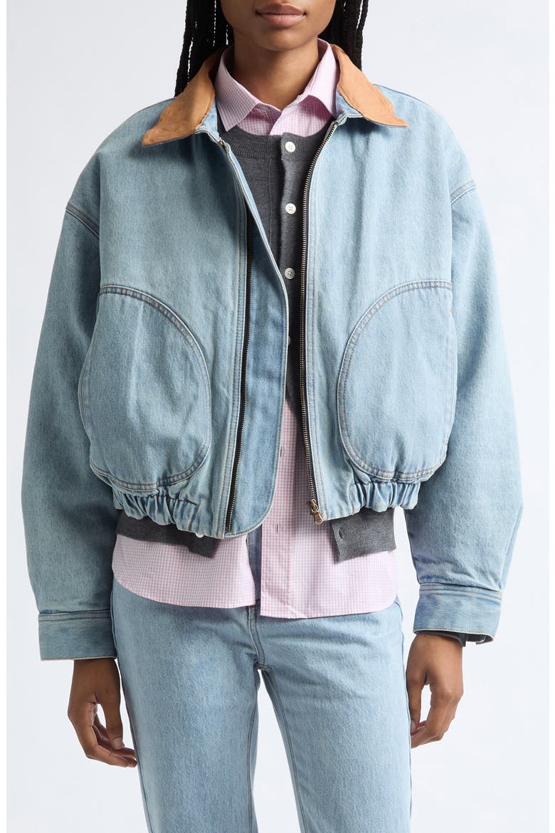 Cotton Denim Bomber Jacket, Main, color, STONEWASH