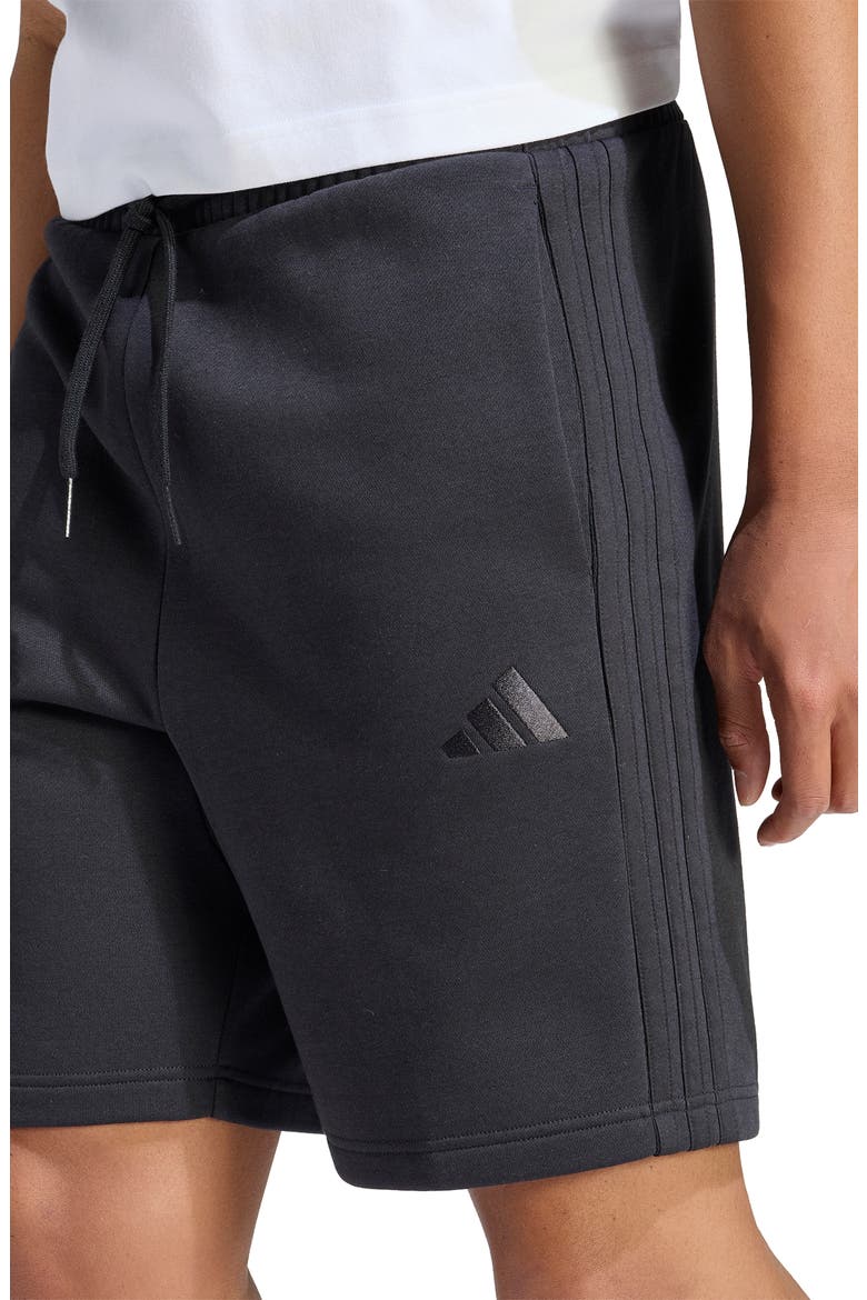 Essential 3-Stripes Fleece Shorts, Alternate, color, BLACK/ BLACK