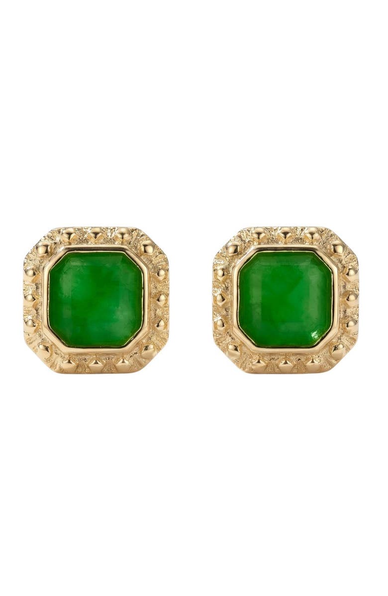 seree Park Green jade square stud earrings, Main, color, Bright Green